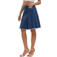 thumbnail image 4 of INSPIRE CHIC Women's Denim Skirt A Line High Waist Flared Raw Hem with Pockets Casual Jean Skirts XL Dark Blue, 4 of 6
