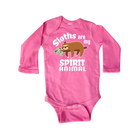 

Inktastic Sloths Are My Spirit Animal with Cute Sloth Illustration Gift Baby Boy or Baby Girl Long Sleeve Bodysuit