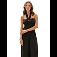 thumbnail image 2 of Mono para Mujer, Cuello Halter Cruzado, Pierna Recta, Mono Negro M, 2 of 7