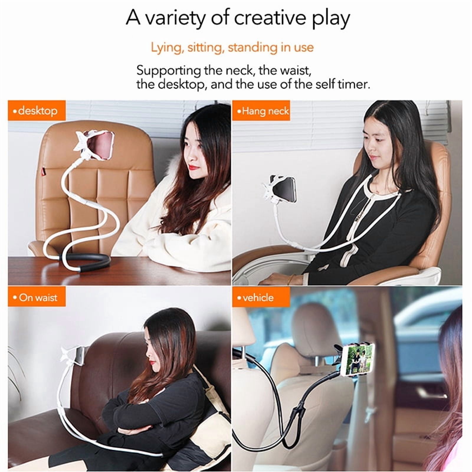 Phone Holder Lazy Neck for iPhone 15/16/Plus/Pro/Pro Max/16e - Stand Desktop Bed Mount Long Gooseneck Flexible For Car Bike Desk Bed