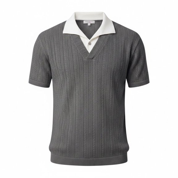 Bibifish Mens Polo Shirts Short Sleeve Knitted Casual Shirts Classic Fit Vintage Style Daily Wear Tops