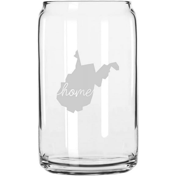 West Virginia Home States Etched 16oz Libbey Can Glass