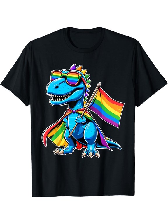 Awesome Dinosaur Gay Pride LGBT Rainbow Flag Vintage T-shirt