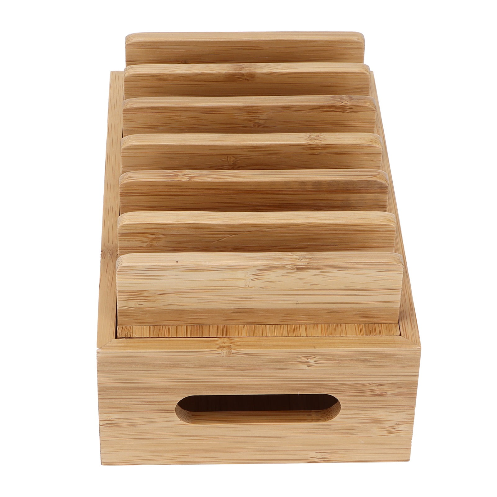 BIMZUC Bamboo Wood Cell Phone Dock Portable Tablet Computer Organizer Storage Box For Home Office Desk Accessory Storage Bracket Holder Natural Wood Finish