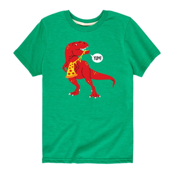 Instant Message - Dino Eating Pizza - Toddler And Youth Short Sleeve Graphic T-Shirt