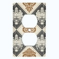 thumbnail image 2 of Metal Light Switch Plate Outlet Cover (Damask Diamond Dark Two Tone Tan Pattern - Single Duplex), 2 of 2