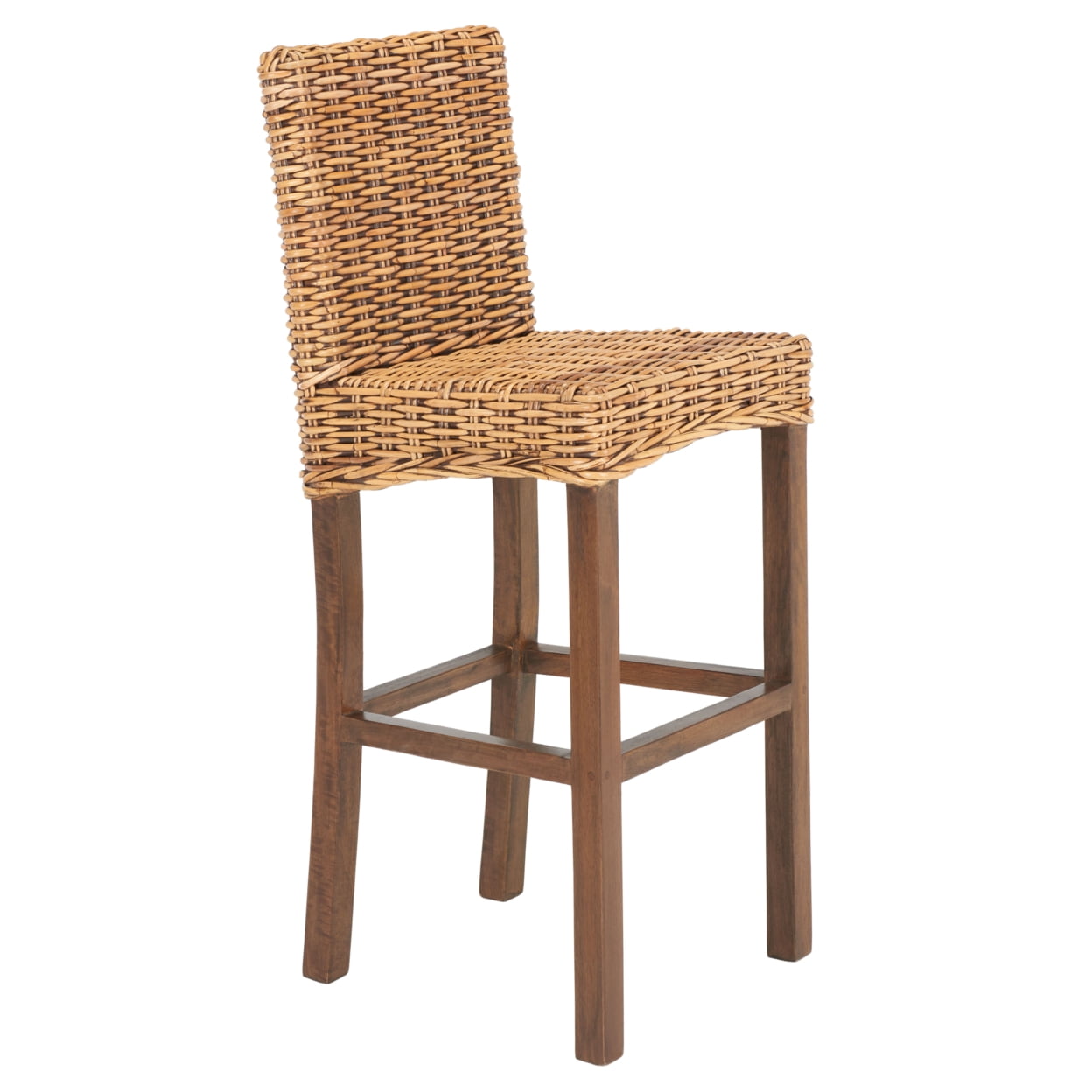 SAFAVIEH Tobie Rattan Bar Stool, Honey Brown Wash