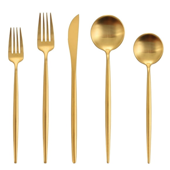 Matte Gold Silverware Set, Oliviola 40-Piece Stainless Steel Flatware Cutlery Set Service for 8, Satin Finish Kitchen Utensil Set, Dishwasher Safe&he