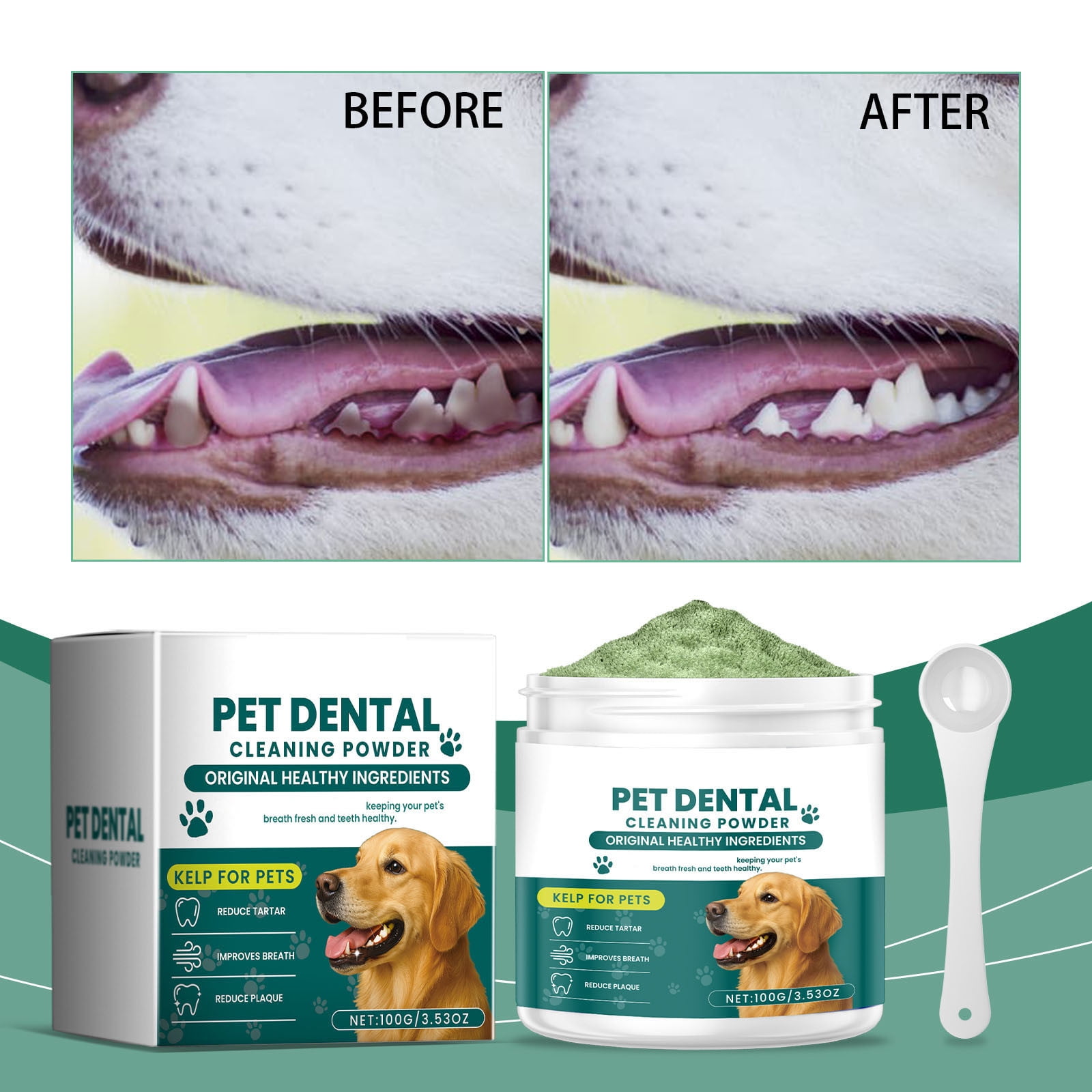 Hxlamzoo Poudre De Nettoyage Des Dents De Chien Pour Mauvaise Haleine Et Limination De La Plaque Formule De Soins Dentaires Naturels