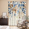 thumbnail image 3 of Orange Blue Botanical Kitchen Curtains 84 Inch Length, Weeping Fall Eucalyptus Leaves Rustic Grommet Top Bedroom Living Room Curtains, Light Filtering Cafe Curtain Drapes 2 Panels Set 84''x84'', 3 of 9