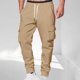thumbnail image 1 of Pantalones cargo de poliéster para hombre, de longitud completa, a la moda, de color liso, con bolsillos, cordón ajustable, cintura elástica y pierna recta., 1 of 5