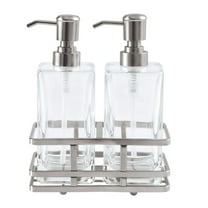 Better Homes & Gardens Clear Lotion Pump 2-Piece Set with Brushed Nickel Caddy