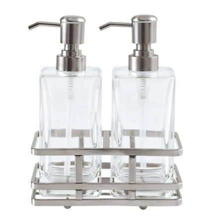 Better Homes & Gardens Clear Lotion Pump 2-Piece Set with Brushed Nickel Caddy