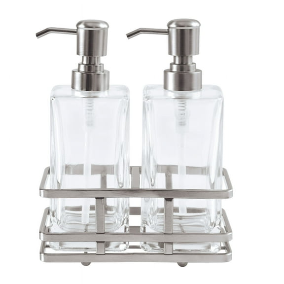 Better Homes & Gardens Clear Lotion Pump 2-Piece Set with Brushed Nickel Caddy