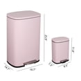 thumbnail image 3 of Connor Rectangular 13.2 Gallon (50L) Trash Can with Soft-Close Lid and FREE Mini Trash Can, Blush Pink, 3 of 10