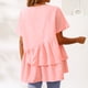 thumbnail image 5 of Camiseta Holgada Fiudx de Color Sólido para Primavera y Verano Mujer Blusa de Lino con Botones y Cuello Redondo de Manga corta, 5 of 6