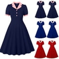 thumbnail image 1 of Daiosportswear Robes Extensibles Vintage à Col Cape des Années 1950 pour Femmes, Robe à Manches Courtes Rouge TG(TG), 1 of 6