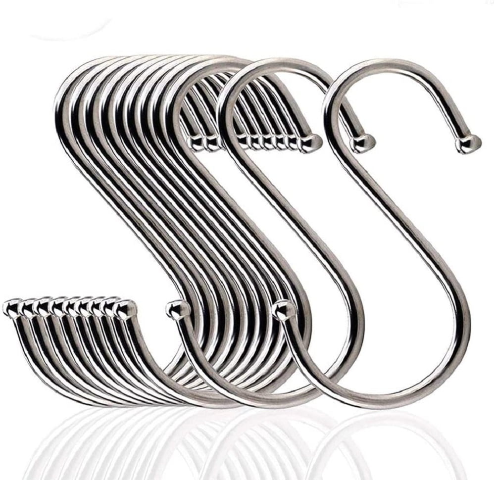 Stainless Steel S Shape Hooks Metal Kitchen Garden Hanger Clothes Hanging Holder 