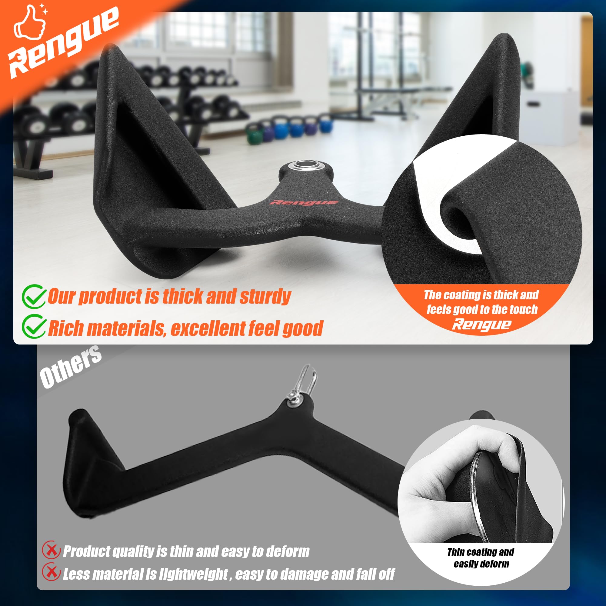 LAT Pulldown Bar Tricep Handle V-bar Attachment For Cable Machine - Home Gym Steel
