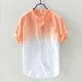 thumbnail image 2 of Outfmvch Long Sleeve Shirts for Men Summer Cool and Thin Breathable Collar Hanging Dyed Gradient Cotton Shirt Womens Tops Orange, 2 of 5