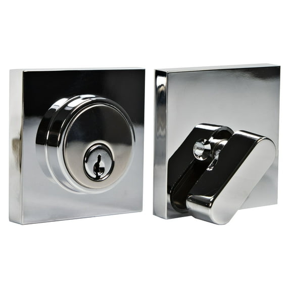 Ultra Security Deadbolt Square Deadbolt - Security Deadbolt Lockset, KW1 Deadbolt, Fits 1-3/8" To 1-3/4" Thick Door (Polished Chrome Finish, 1 Pack)