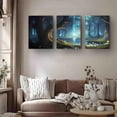 thumbnail image 4 of Fantasy Forest Triple Canvas Wall Art Decor for Home Office Aesthetic Gaming Studio Gift for Holidays Weddings and Special Occasions, 4 of 6