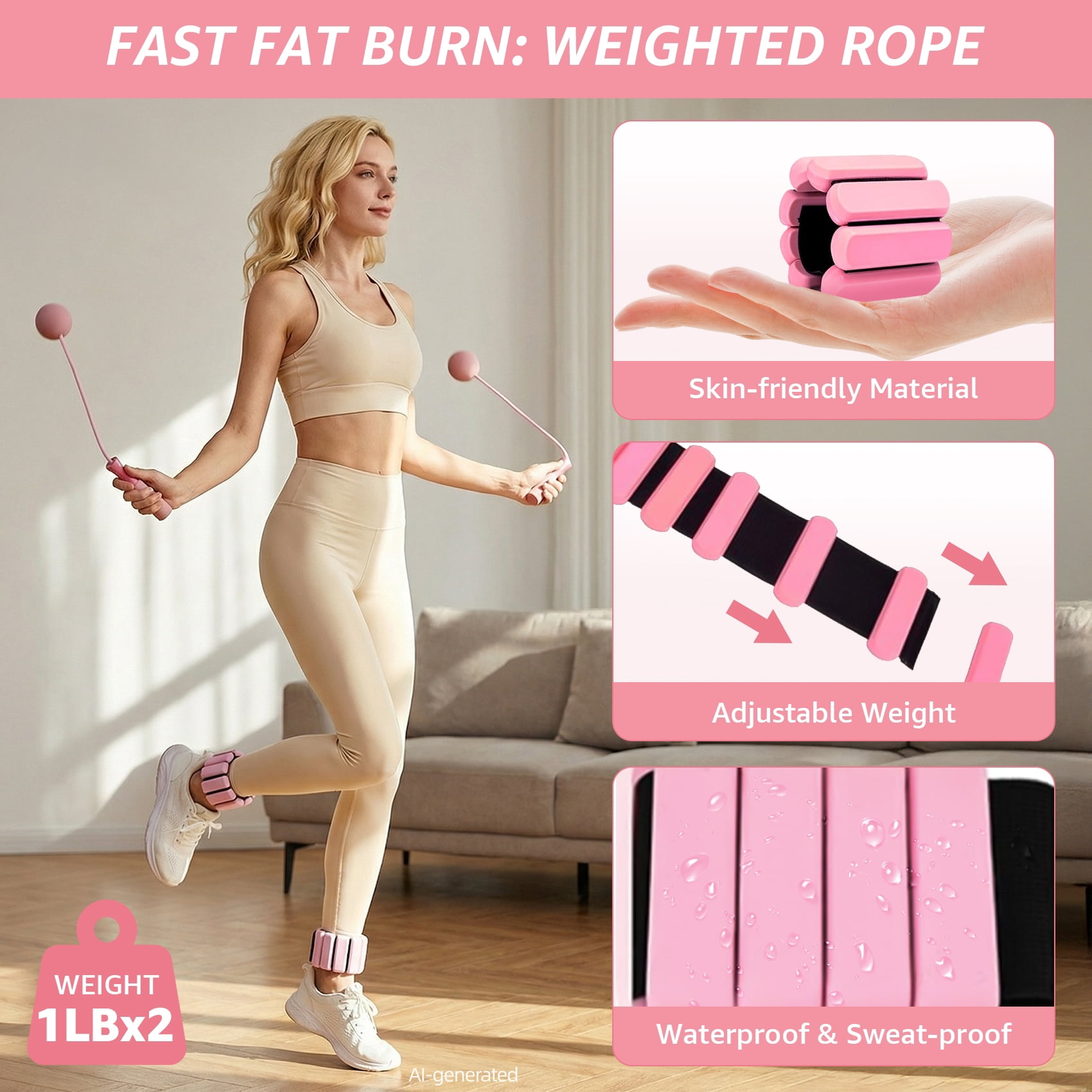 FiitDavz Home Workout Pilates Resistance Bands with Pilates Ring, Ball, Jump Rope, Ankle Weights, Sliders, Grip Socks 20-Piece