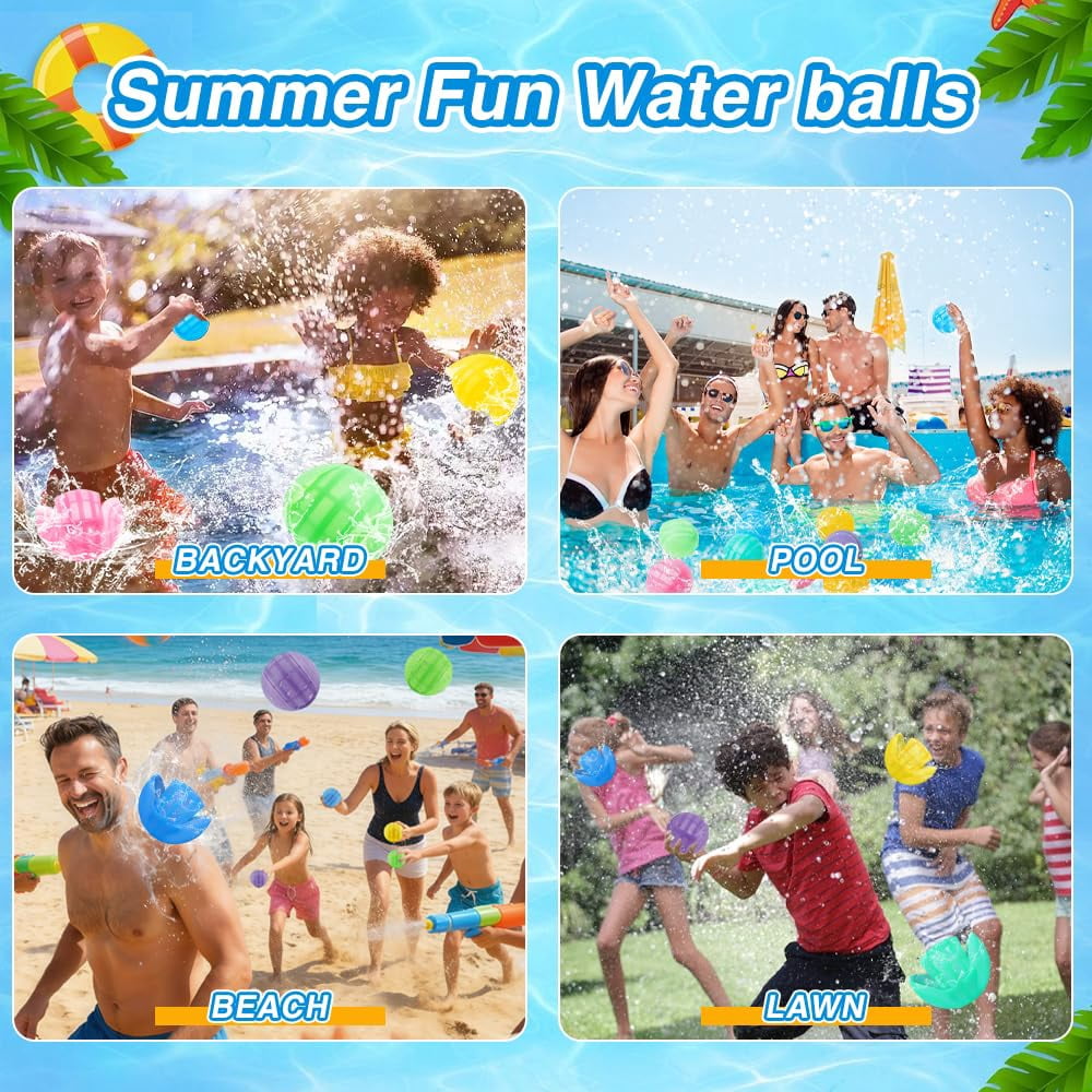 Reusable Silicone Water Balloons 12 Pack Summer Outdoor Pool Backyard Game Toys