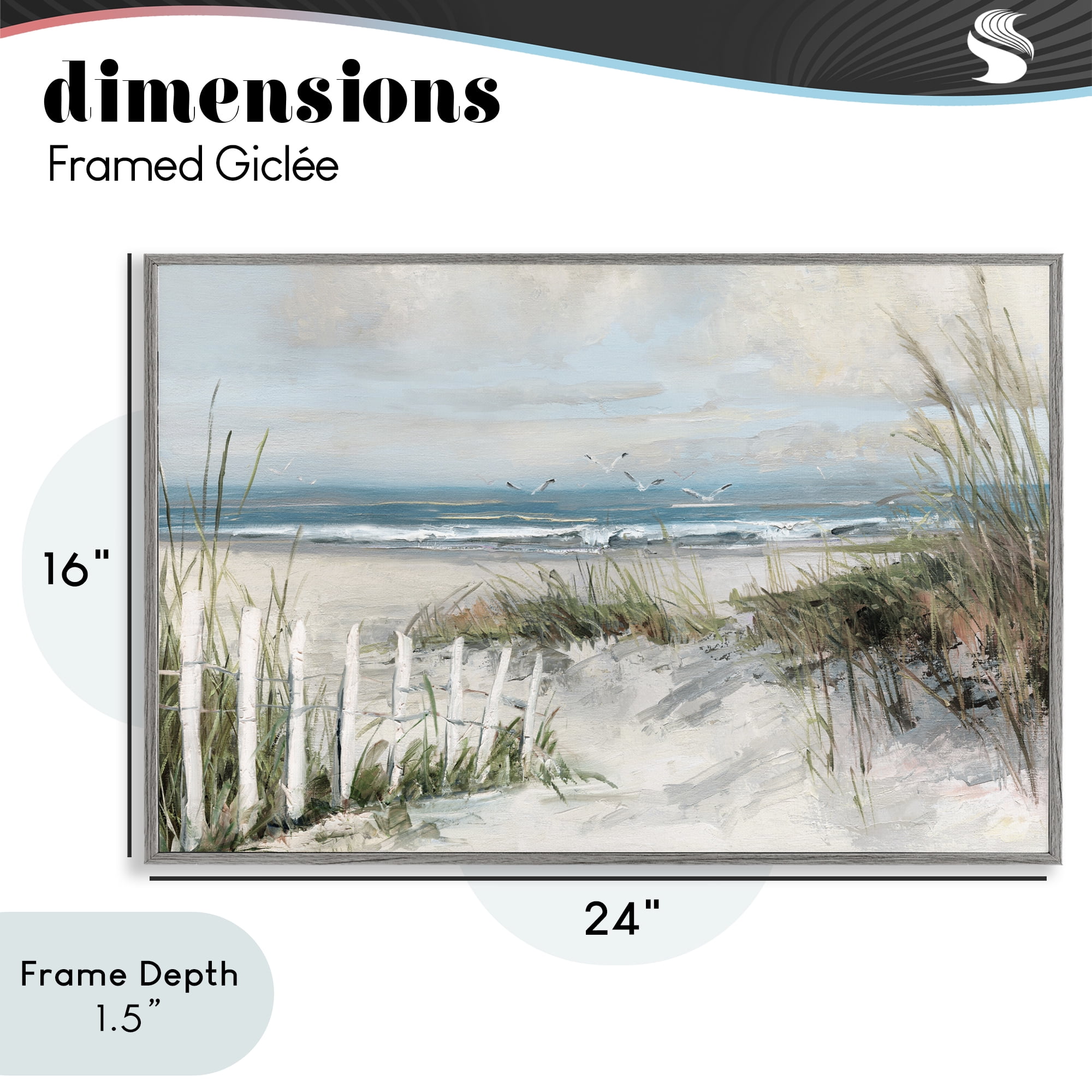 Stupell Industries Dunes With Weathered Fence Gray Framed Giclee Art, design by Sally Swatland