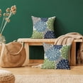 thumbnail image 2 of Dahlias Flowers Pillow Covers 18x18 Set of 2, Navy Light Blue Green Decorative Throw Pillow Covers Geometry Modern Linen Farmhouse for Couch Sofa Summer Home Outdoor Decor, 2 of 5