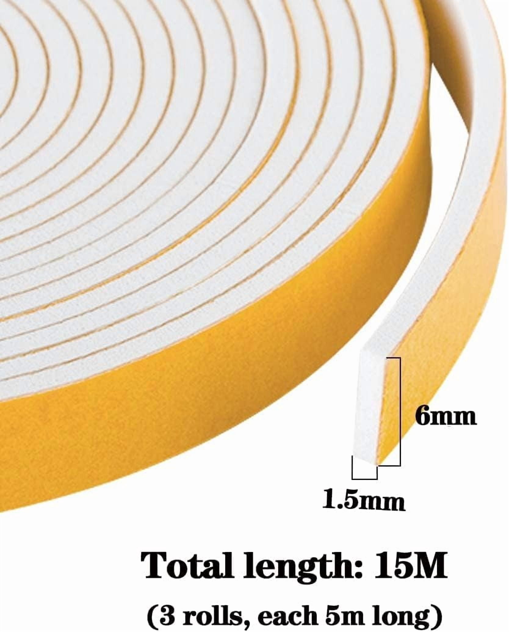 Strong Self Adhesive Foam Weather Stripping, Foam Seal Tape for Doors and Windows, SoundProof Weatherproof Insulation Strips, AC Seal Strip, Anti-Collision, Anti-Bug(1/4 in x 1/16 in x 50Ft, White)