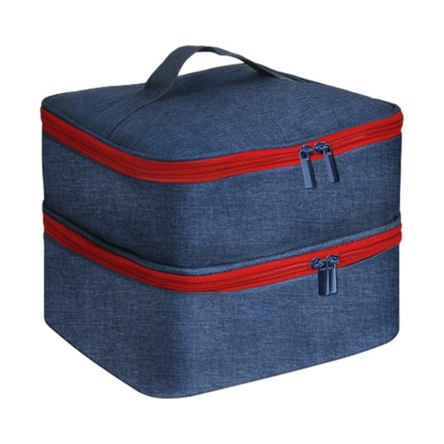 Bolsa de transporte de doble capa, contenedor de bolsa de almacenamiento, estuche organizador de esmalte de uñas para Perfume, uñas de Gel, cepillos, rojo azul