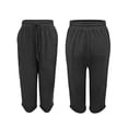thumbnail image 2 of JJHGVB capris pants mid-calf length Slacks women's capris Knee Length Capri Pants Loose Fit Straight Leg Pants Preppy Lounge Pant pantalones capri capri lounge pants Baggy Trousers Black XL, 2 of 9