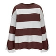 thumbnail image 6 of ClodeEU Women's Striped Drop Shoulder Sweater ,Crewneck Long Sleeve Pullover,Knit Sweaters Pullover Top Brown,Womens Plus XL, 6 of 8