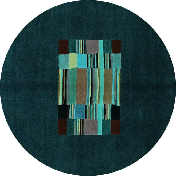 Ahgly Company Indoor Round Abstract Light Blue Modern Area Rugs, 3' Round