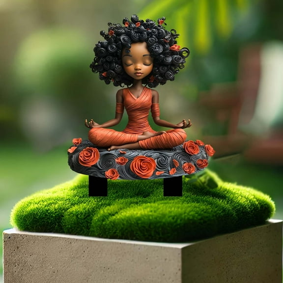 1PC Enchanting Girl Yoga Acrylic Outdoor Courtyard Decoration Floor Insertion Outdoor Pottery Decoration for Plant Pot Home Garden
