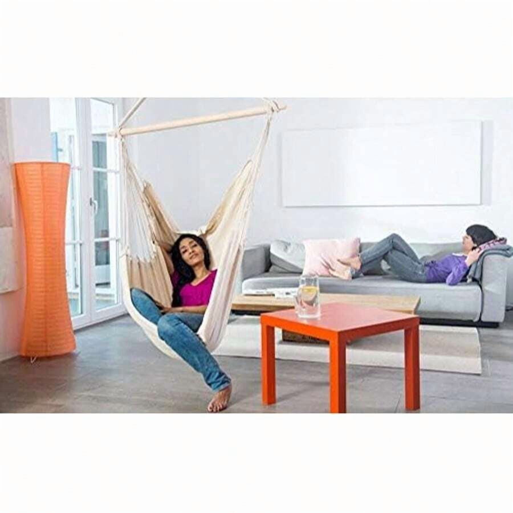 Hammock Chair Swing With Ropes - Maximum Weight Capacity 500 Lbs - Includes 2 Cushions - Steel Support Pole With Anti-Slip Rings