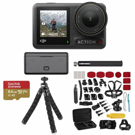DJI Osmo Action 4 Camera Adventure Combo Bundle with Froggi Extreme Sport Accessory Kit and 64GB microSDXC Memory Card DJI Osmo Action 4 Camera Adventure Combo Bundle with Froggi Extreme Sport Accessory Kit and 64GB microSDXC Memory Card