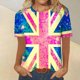 thumbnail image 1 of Fiudx Liquidación de Ofertas Flash Top/Camisa de Manga Corta con Cuello Redondo y Estampado de Bandera Del Reino Unido para Mujer, 1 of 5