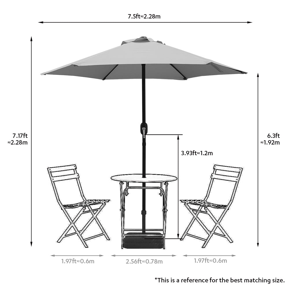 Kool 7.5ft Patio Umbrella with Crank Handle, Outdoor Market Umbrella with 6 Sturdy Umbrella Ribs Waterproof for Garden, Deck, Backyard, Pool, Navy Blue