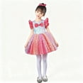 thumbnail image 2 of Loopsun Girls Princess Dress, Girls Sequin Star Sleeveless Crew Neck Sundress Puff Performance Dress Red, 5-6 Years, 2 of 5