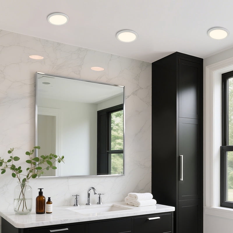 LNC 9" LED Flush Mount Ceiling Light,5CCT Adjustable,Ultra Thin,Damp Rated