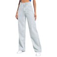 thumbnail image 2 of Holzkary Women's High Waisted Wide Leg Jeans Baggy Denim Pants Wash Casual Loose Fit Trousers with Pockets Straight Leg Jeans for Women,Loose Boyfriend Denim Pants Baggy Jeans for Women L, 2 of 9