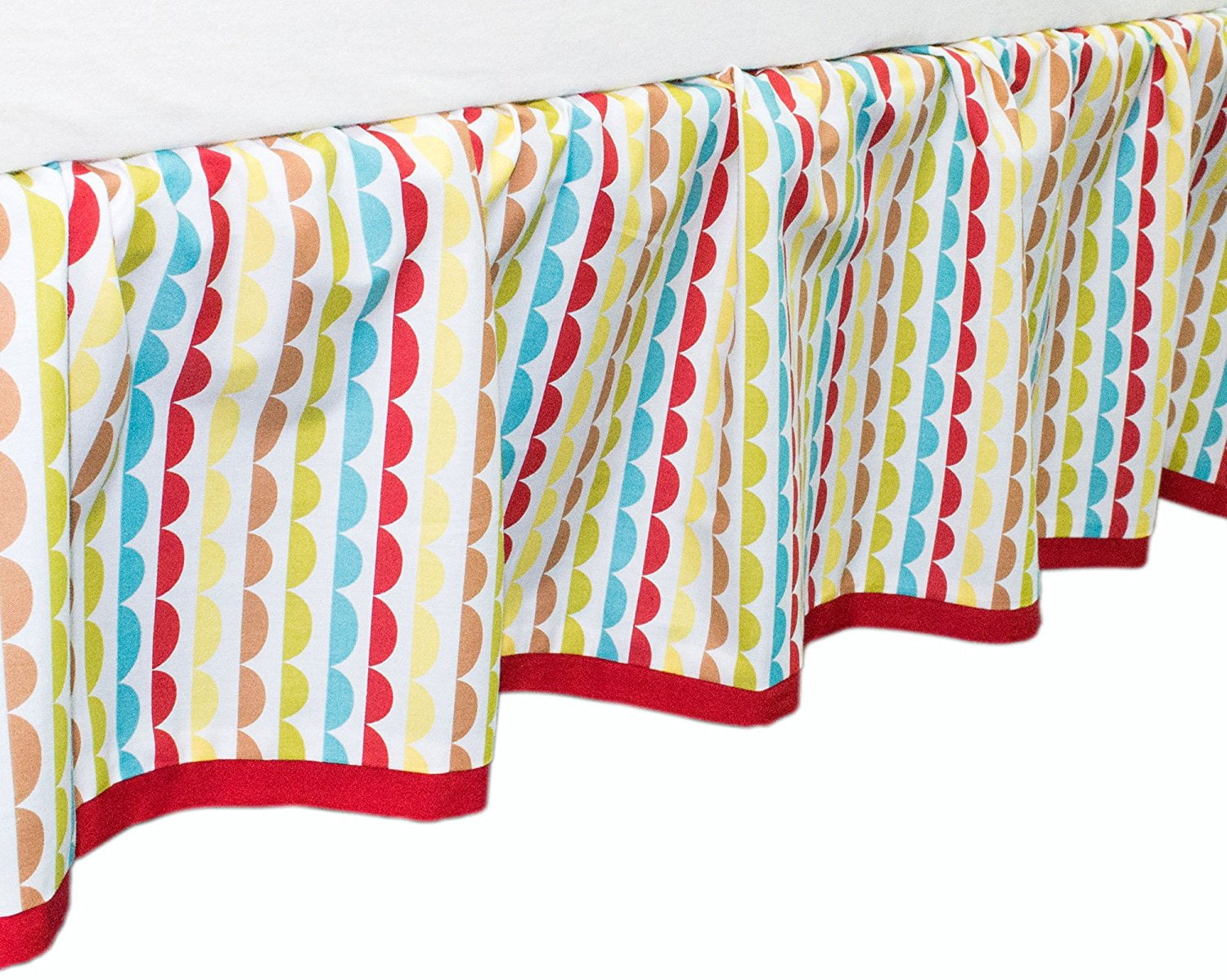 Hopscotch Scallop Print Dust Ruffle by, Crib skirt is designed to fit a