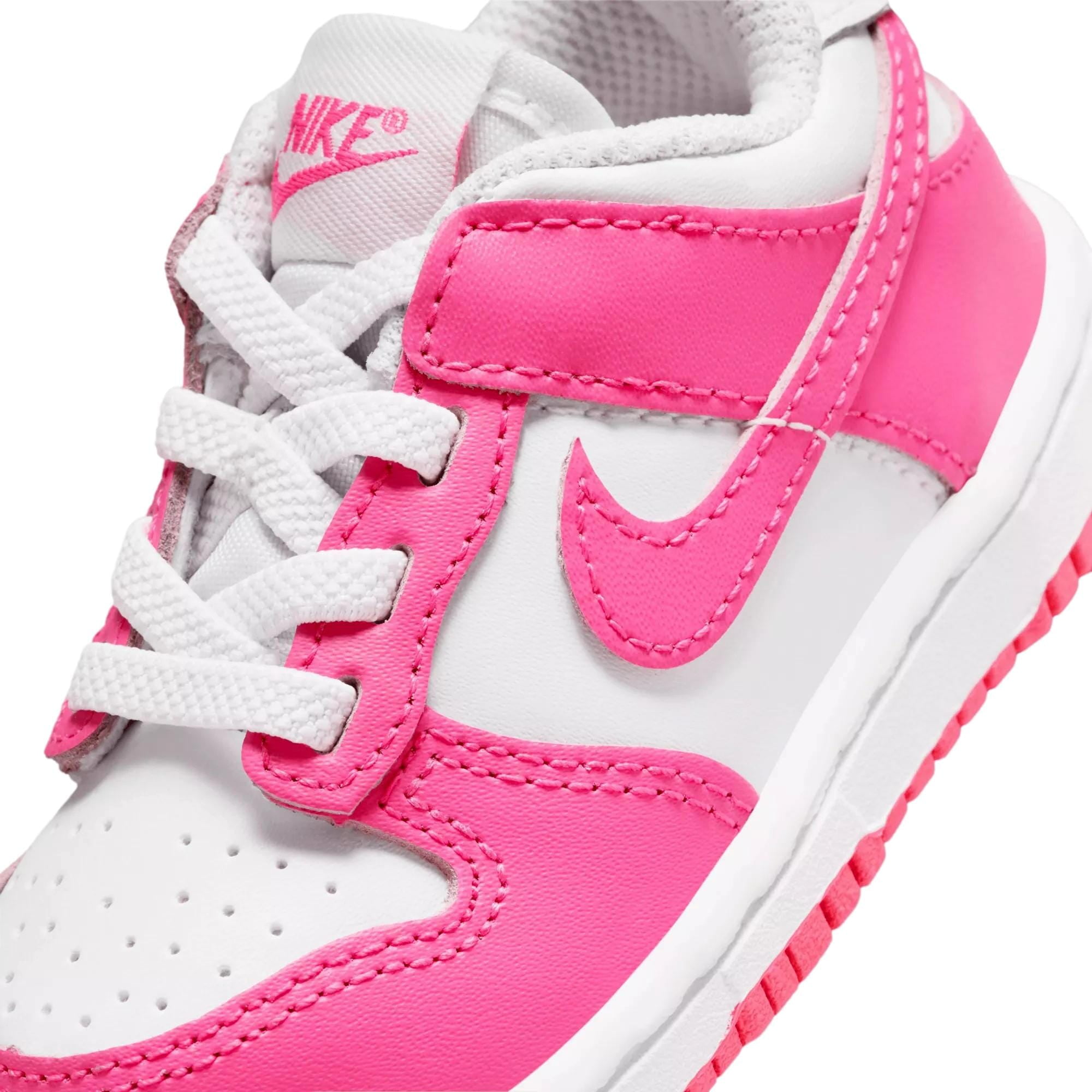 Nike Dunk Low White / Laser Fuchsia  FB9107-102 Toddler Size 6