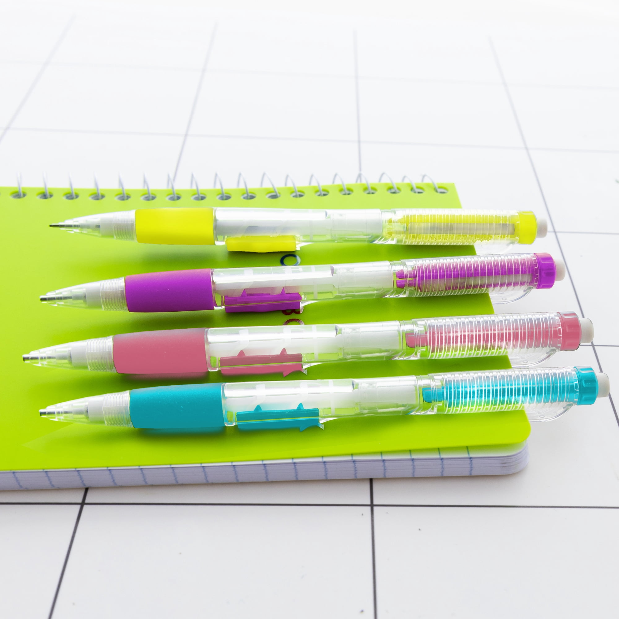 BAZIC Crown 0.7mm Mechanical Pencil w/ Ceramic Lead Refills, Colorful Comfort Grip Latex Free Eraser, 24-Pack