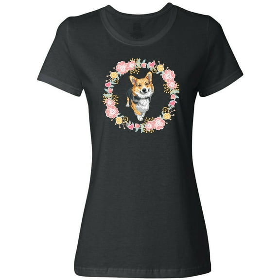 Inktastic Corgi Wreath for Dog Lovers Women's T-Shirt