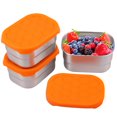 thumbnail image 1 of 3 Piece Stainless Steel Food Storage Containers with Silicone Lid Snack Bento Box  Orange, 1 of 8