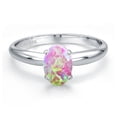 thumbnail image 3 of Gem Stone King PLAT-900 Platinum Simulated Pink Opal Engagement Ring for Women | 0.63 Cttw | Oval Cabochon 7X5MM | Gemstone October Birthstone | Size 8, 3 of 6