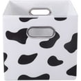 thumbnail image 4 of 6 Packs Large Storage Bins Cubes Foldable Cow Print Boxes Fabric Cotton Linen Baskets With Handles For Home Closet Organize, 11", 4 of 8